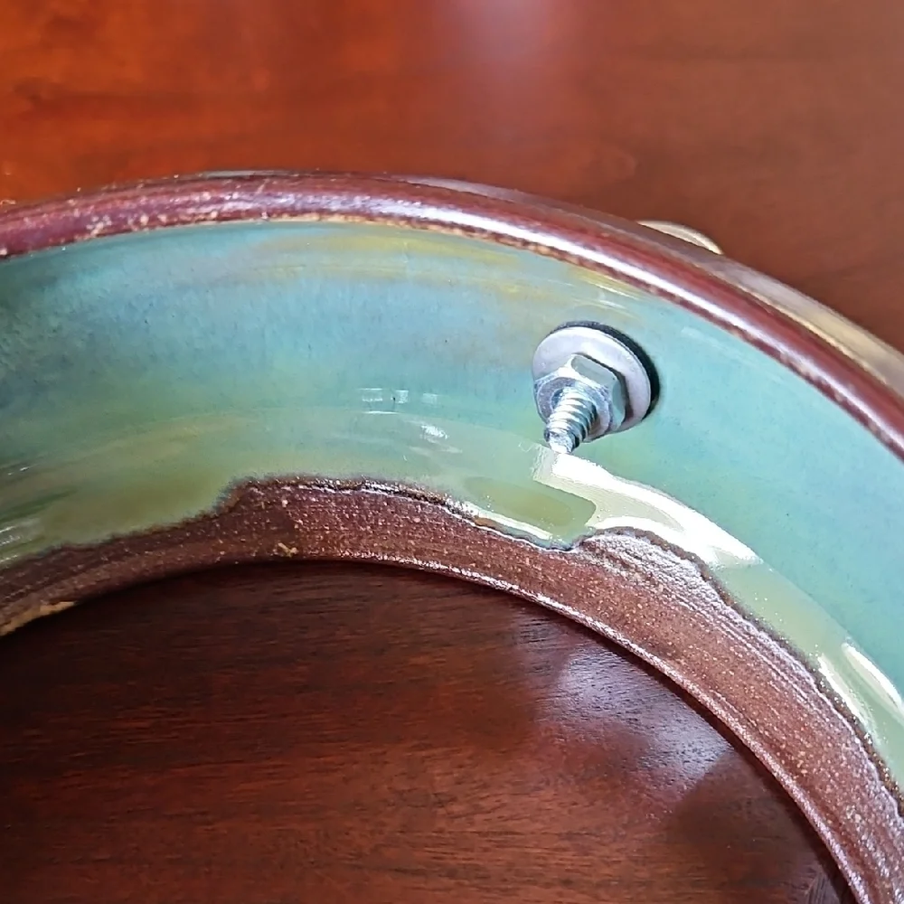 Handcrafted Hanging Fly-Through Ceramic Bird Feeder with Perch